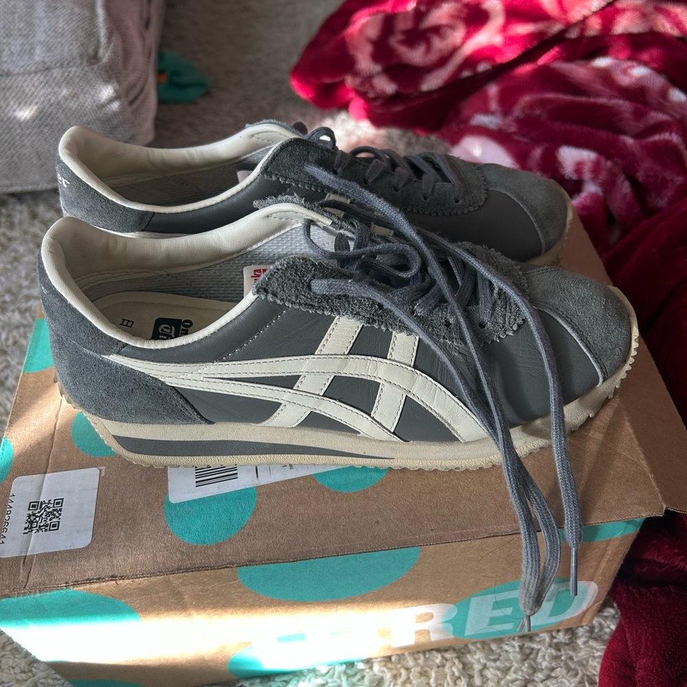 Gray and White Athletic Sneakers